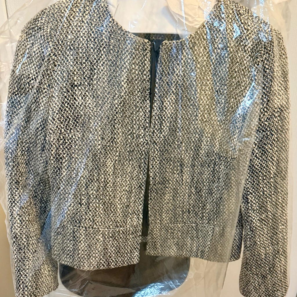 Women's Black And White Tailored Wool Tweed Jacket